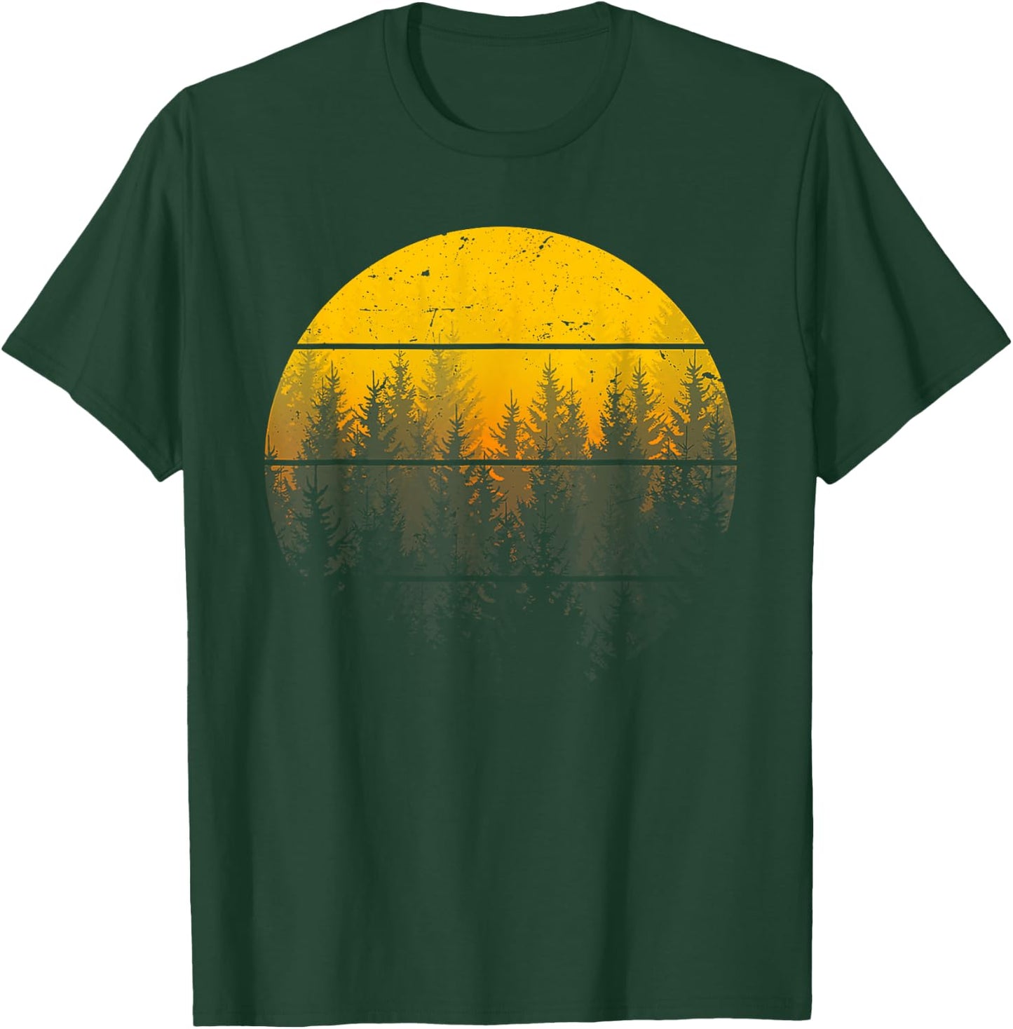 Retro Forest Trees Outdoors Nature Women Men Vintage Graphic T-Shirt - T-Shirt | Forest