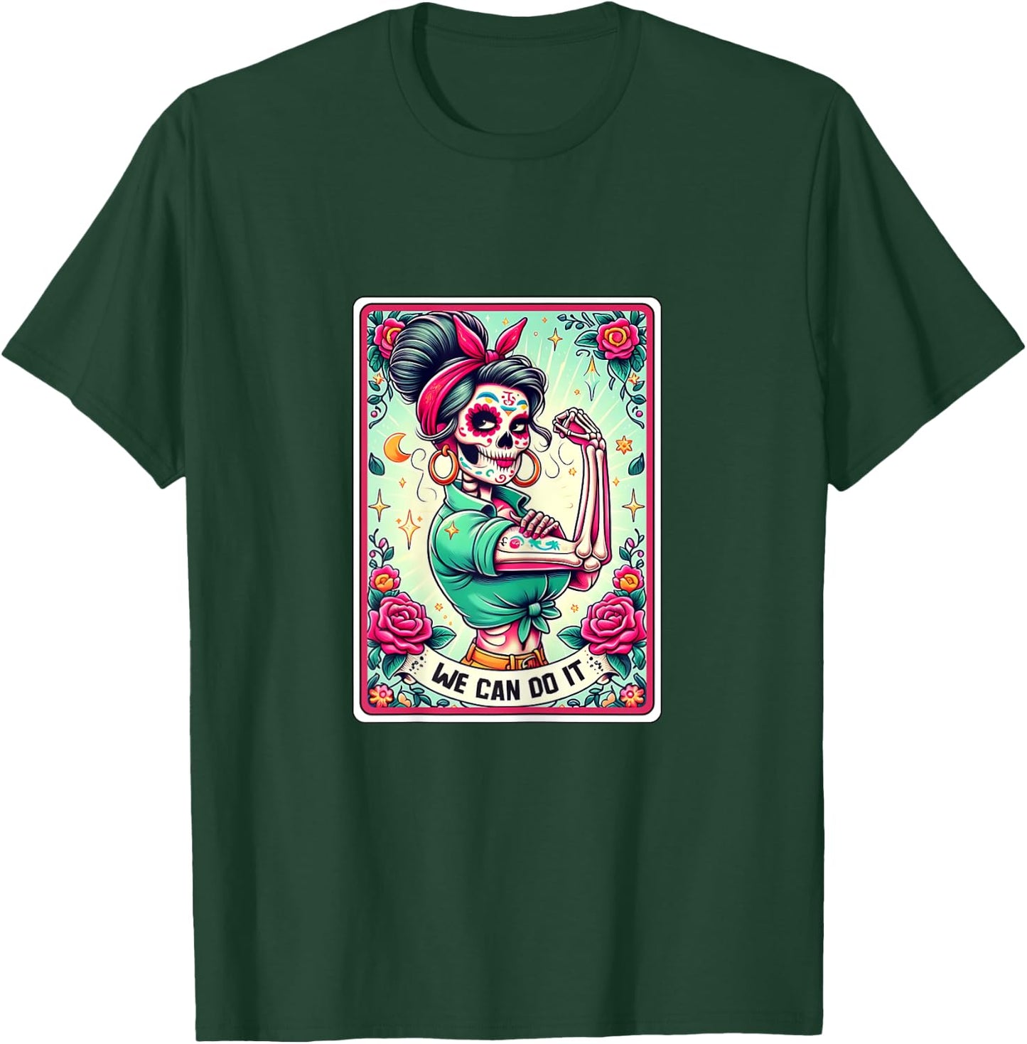 We Can Do it Rosie the Riveter, Skull Tarot Feminism T-Shirt - T-Shirt | Forest