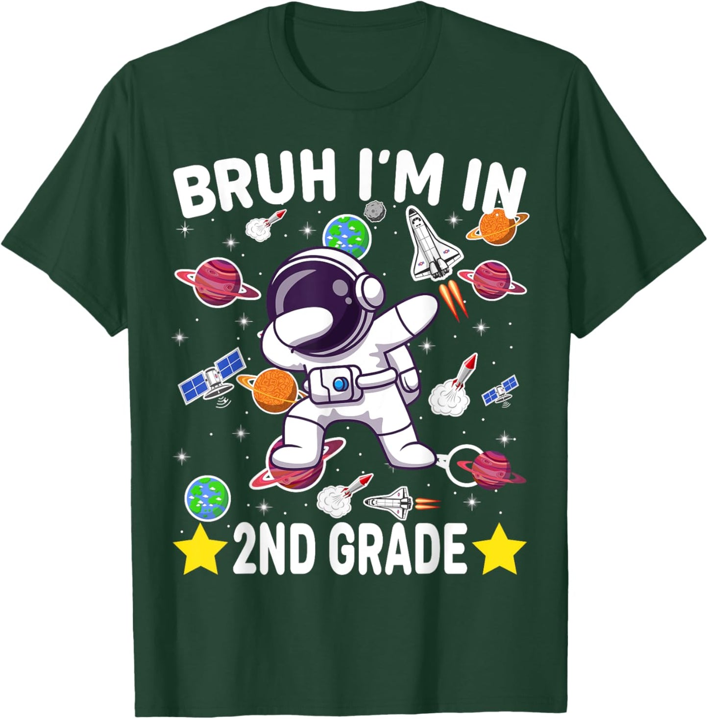 Second Grade Dabbing Boy Astronaut Bruh i'm in 2nd Grade T-Shirt - T-Shirt | Forest