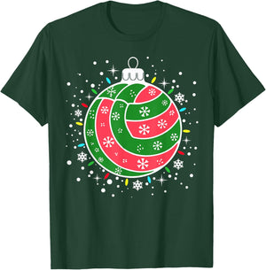 Volleyball Player Xmas Lights Sport Volleyball Christmas T-Shirt - T-Shirt | Forest