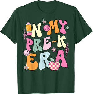In My Pre K Era Retro Teacher Back To School T-Shirt - T-Shirt | Forest