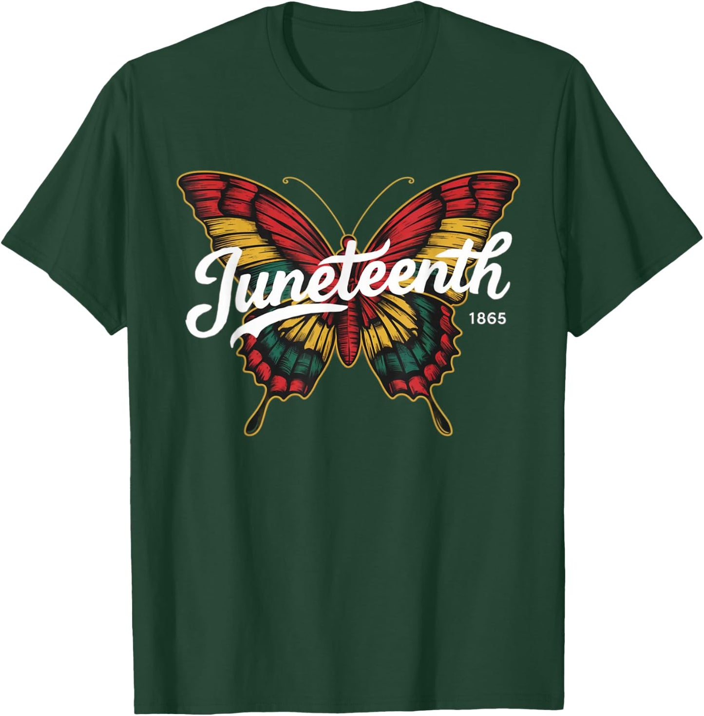 Juneteenth 1865 Butterfly Women Black Girl T-Shirt - T-Shirt | Forest
