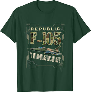 F-105 Thunderchief Fighter Military Aircraft Pilot Veteran T-Shirt - T-Shirt | Forest