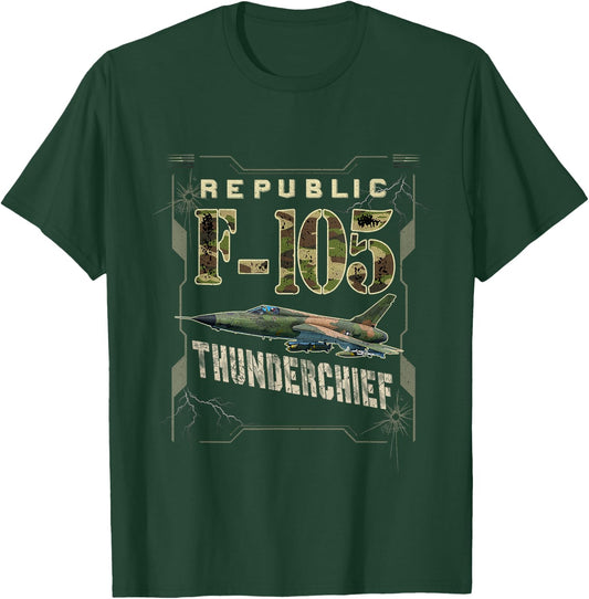 F-105 Thunderchief Fighter Military Aircraft Pilot Veteran T-Shirt - T-Shirt | Forest