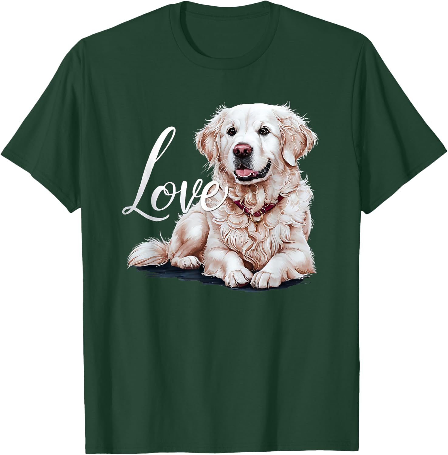 Love White English Cream Golden Retriever Mom Dad Dog Puppy Men Women Girls Kids T-Shirt - T-Shirt | Forest