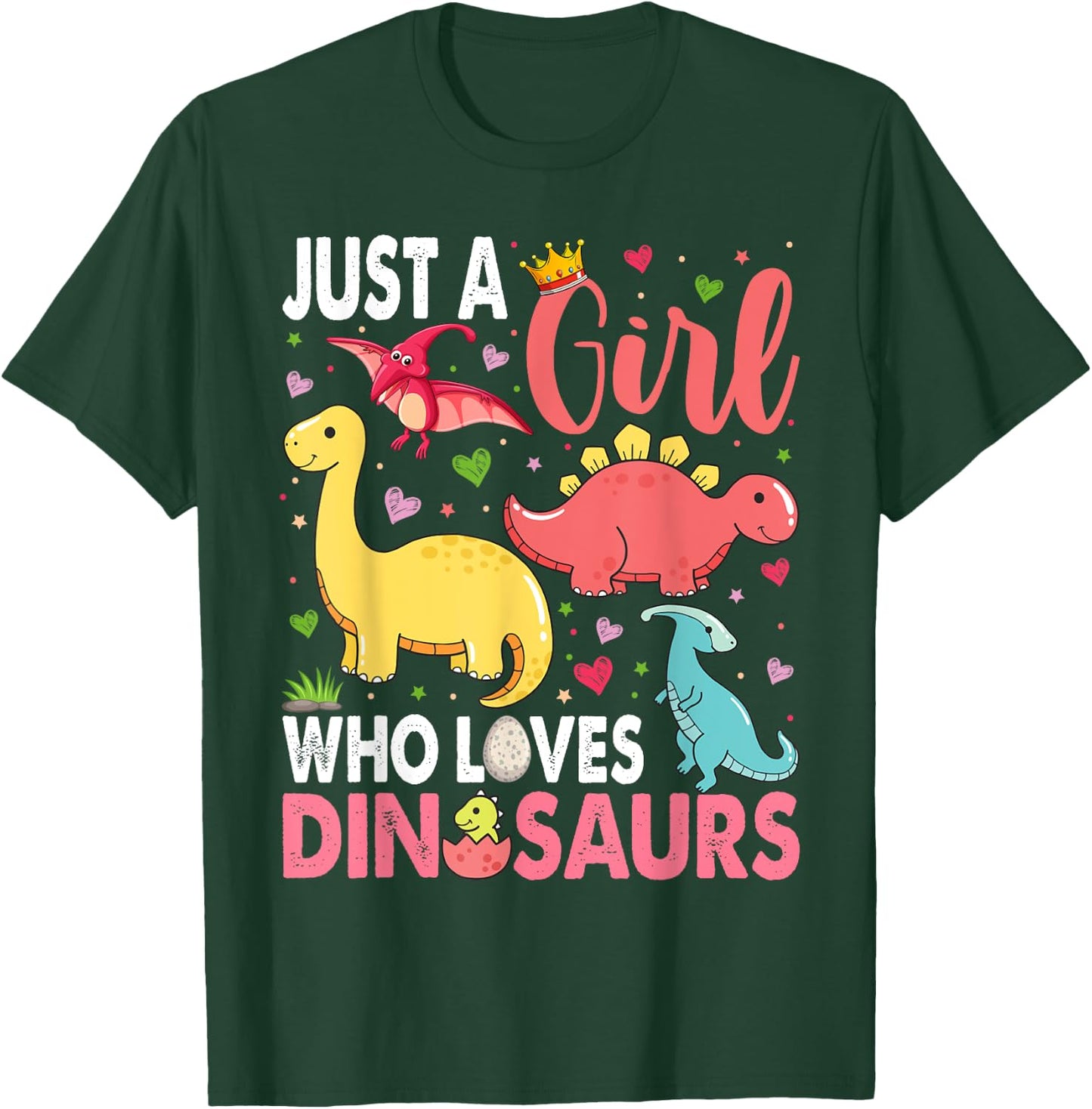 Just a Girl Who Loves Dinosaurs Kid Teen Toddlers Women Dino T-Shirt - T-Shirt | Forest