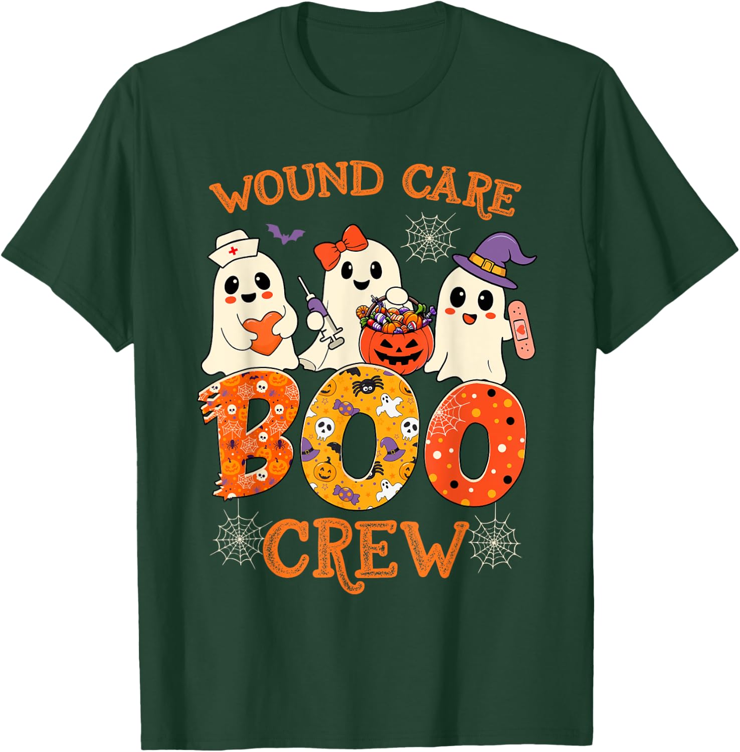 Wound Care Boo Crew Funny Nurse Halloween Spooky Costume T-Shirt - T-Shirt | Forest