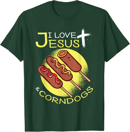 I Love Jesus & Corndogs Corn Dog Vendor Design Women T-Shirt - T-Shirt | Forest