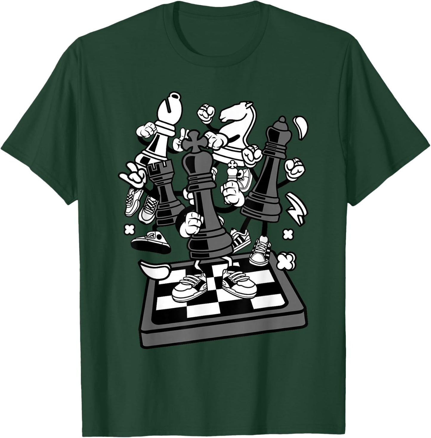 Comic Figure | Chess Player Chess Board T-Shirt - T-Shirt | Forest