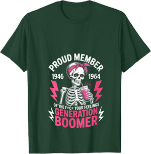Proud Member Of Baby Boomer Humor Boomer Funny Boomer V-Neck T-Shirt - T-Shirt | Forest