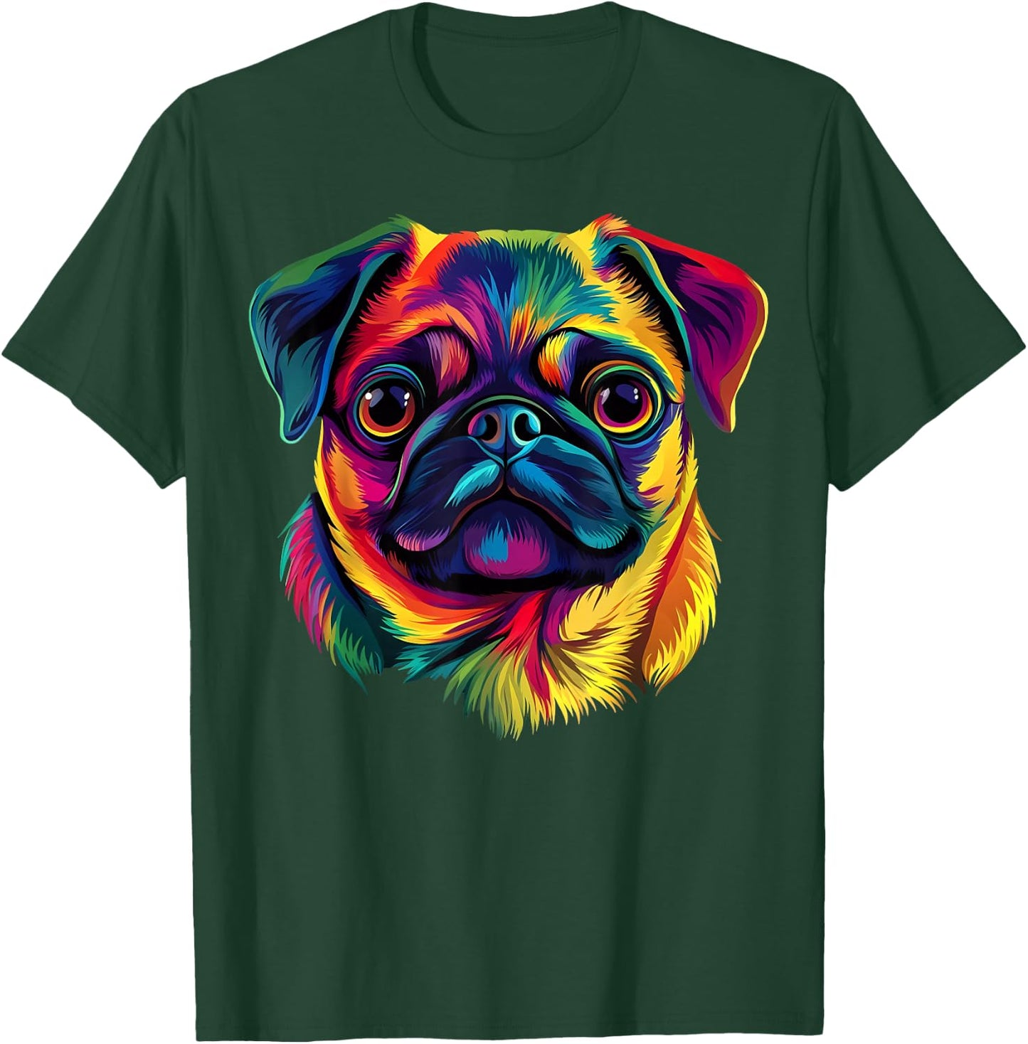 Pug Lover Cute Colorful Puppy Dog Face Women T-Shirt - T-Shirt | Forest