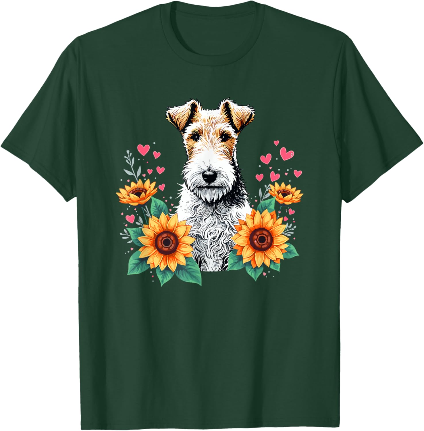 Sunflowers Wire Fox Terrier T-Shirt - T-Shirt | Forest