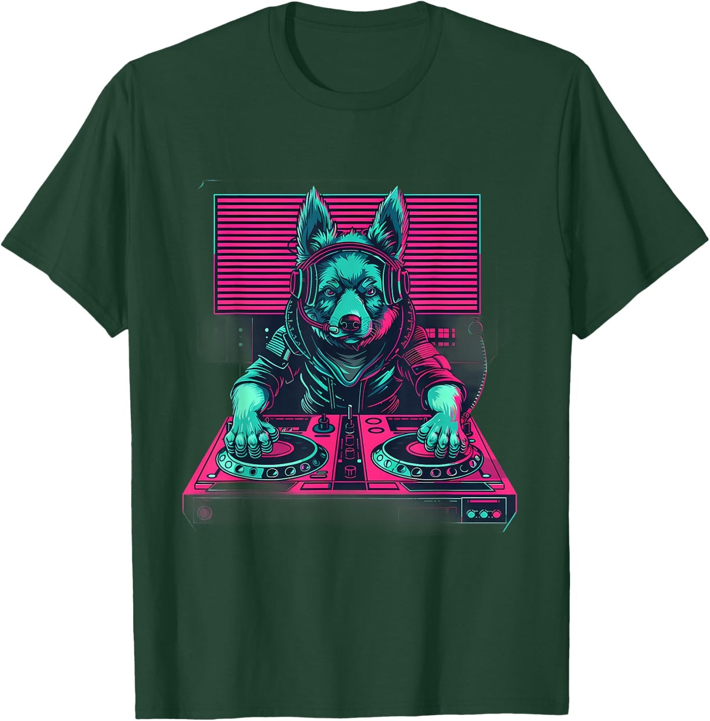 Dog Music DJ Techno Turntable DJ Dog Artwork EDM Beatmaker T-Shirt - T-Shirt | Forest