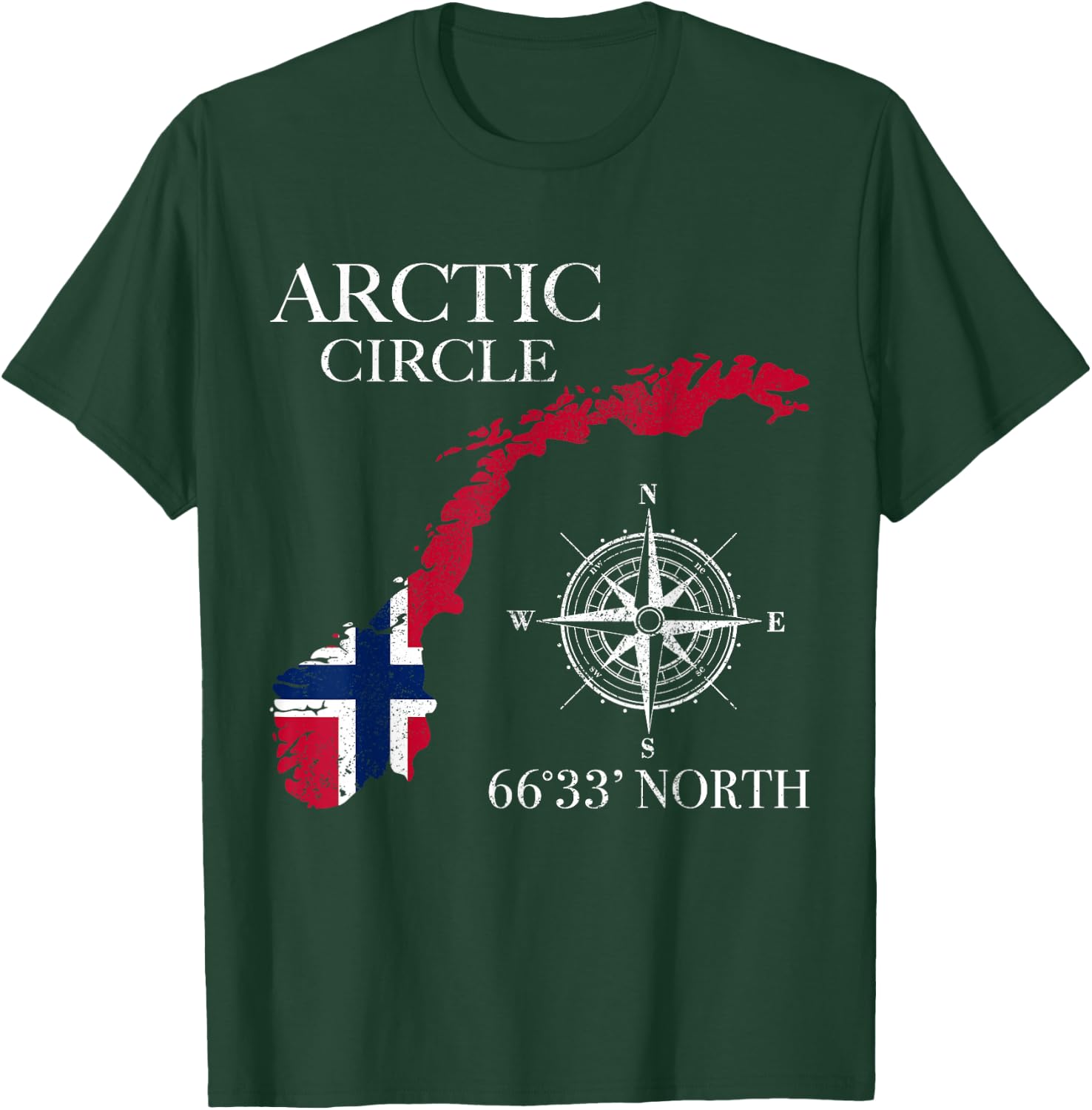 Norway Arctic Circle Norwegian Flag Pride Souvenir Norge T-Shirt - T-Shirt | Forest