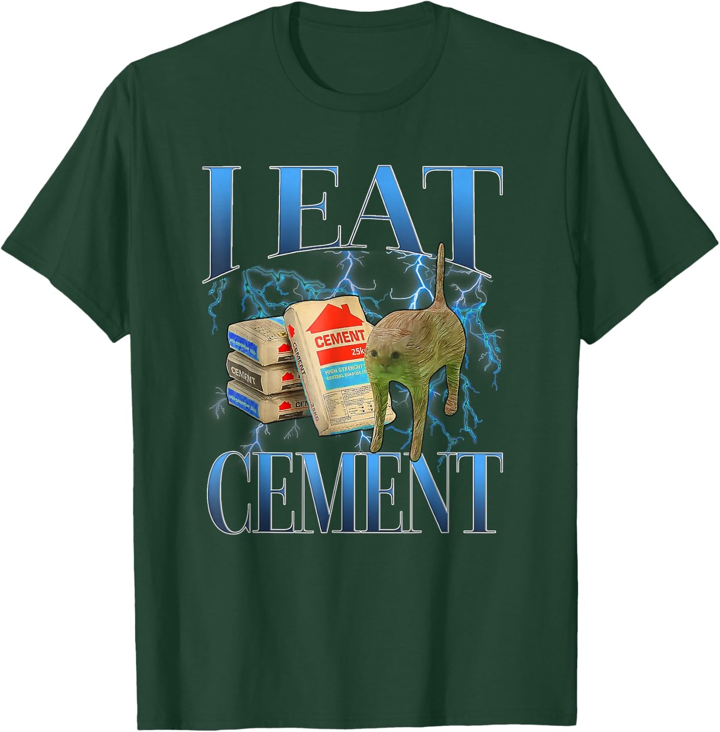 I Eat Cement Cursed Cat Funny Oddly Specific Meme T-Shirt - T-Shirt | Forest