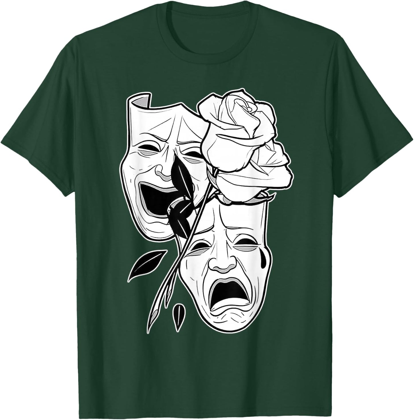Laugh Now Cry Later Rose Blackwork Minimal Chicano Flash T-Shirt - T-Shirt | Forest