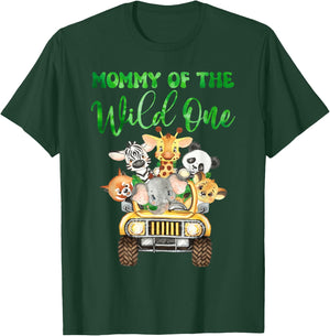 Mommy Of The Wild One Birthday 1st Safari Jungle Family T-Shirt - T-Shirt | Forest