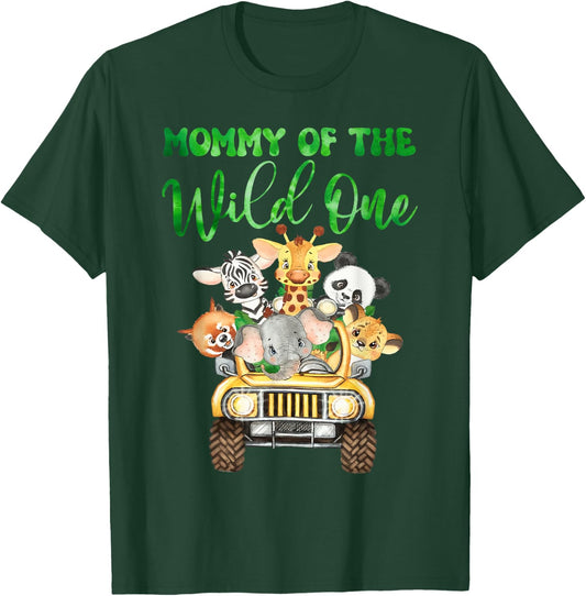 Mommy Of The Wild One Birthday 1st Safari Jungle Family T-Shirt - T-Shirt | Forest