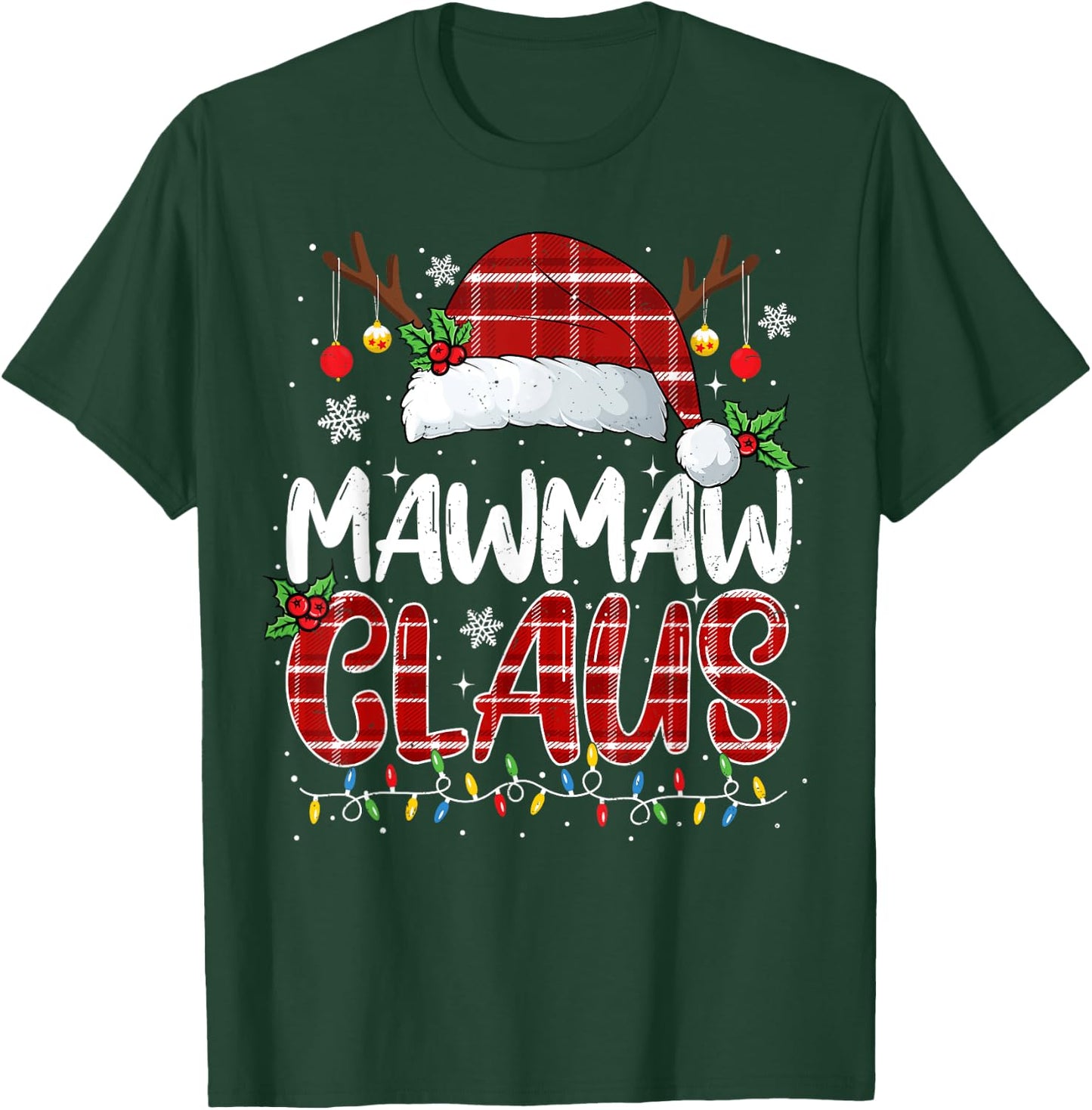 Mawmaw Claus Christmas Lights Pajama Family Matching T-Shirt - T-Shirt | Forest