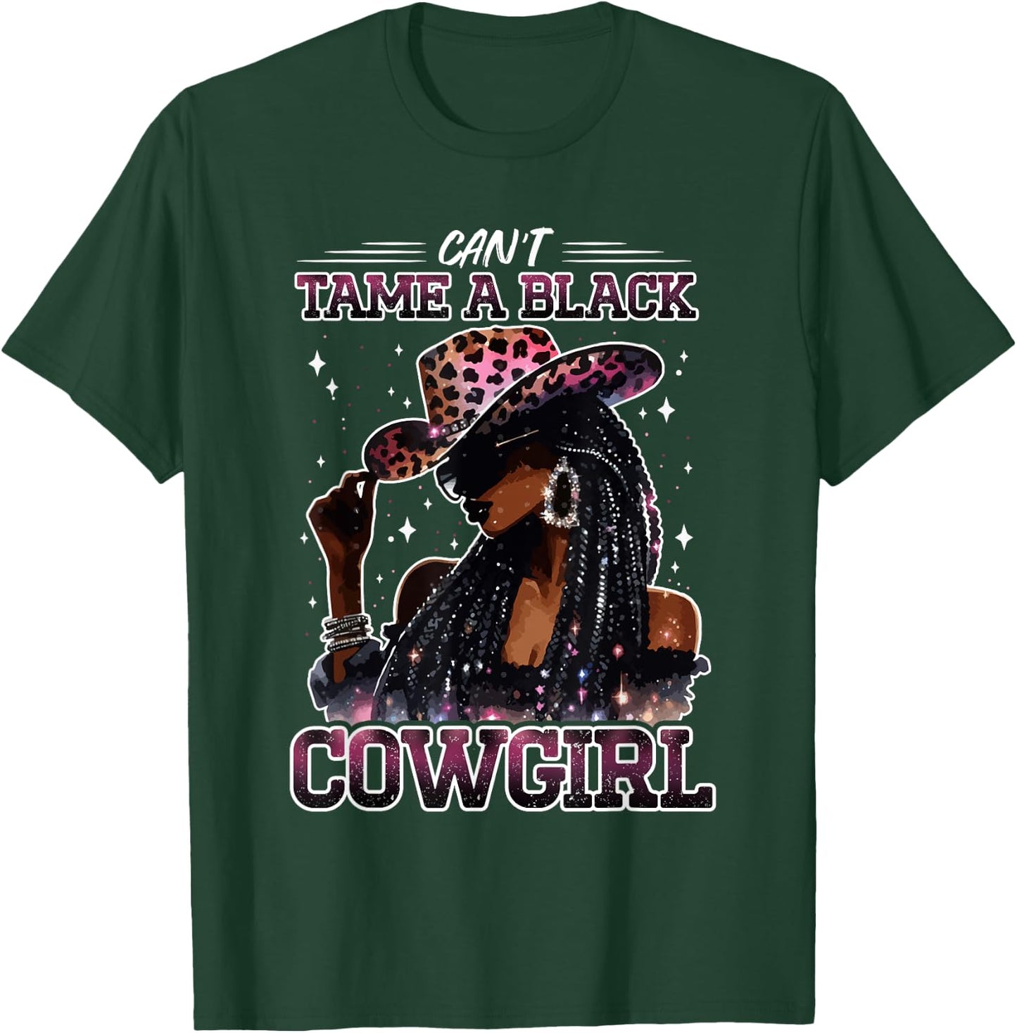 Can't Tame A Black Cowgirl Funny Wild West Horse Country T-Shirt - T-Shirt | Forest