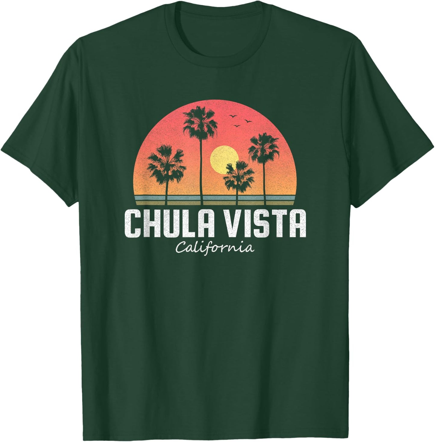 Chula Vista T Shirt Women Men Kids California Retro Sunset T-Shirt - T-Shirt | Forest