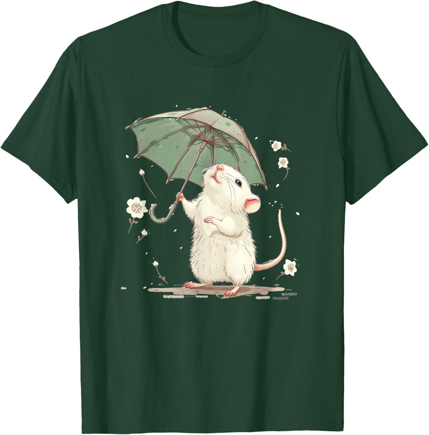 Cute white Rat with Umbrella Costume for Man and Woman T-Shirt - T-Shirt | Forest