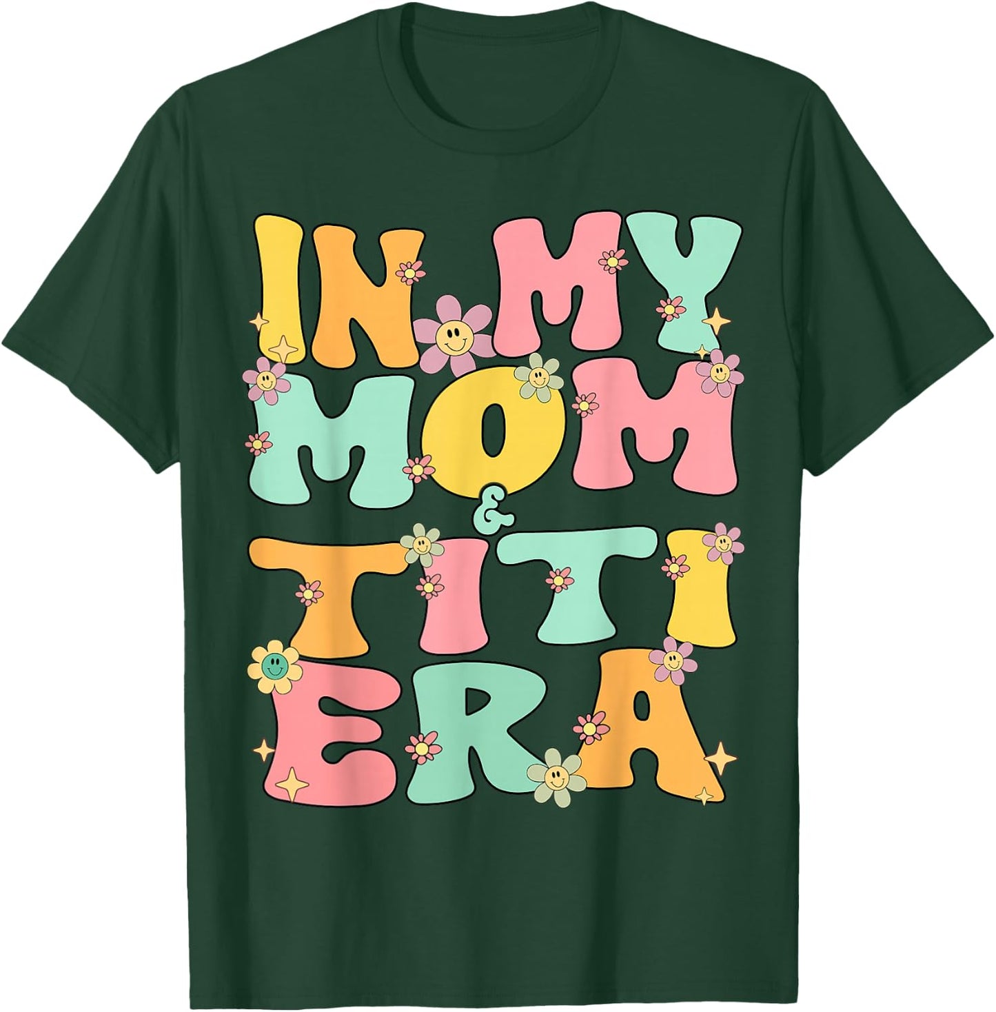 In My Mom And Titi Era Groovy Mom And Titi Grandma Christmas T-Shirt - T-Shirt | Forest