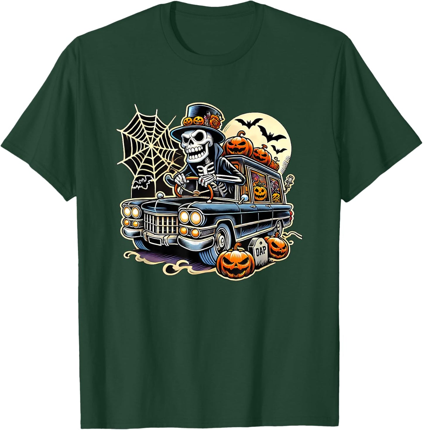 Halloween Skeleton Hearse T-Shirt - T-Shirt | Forest