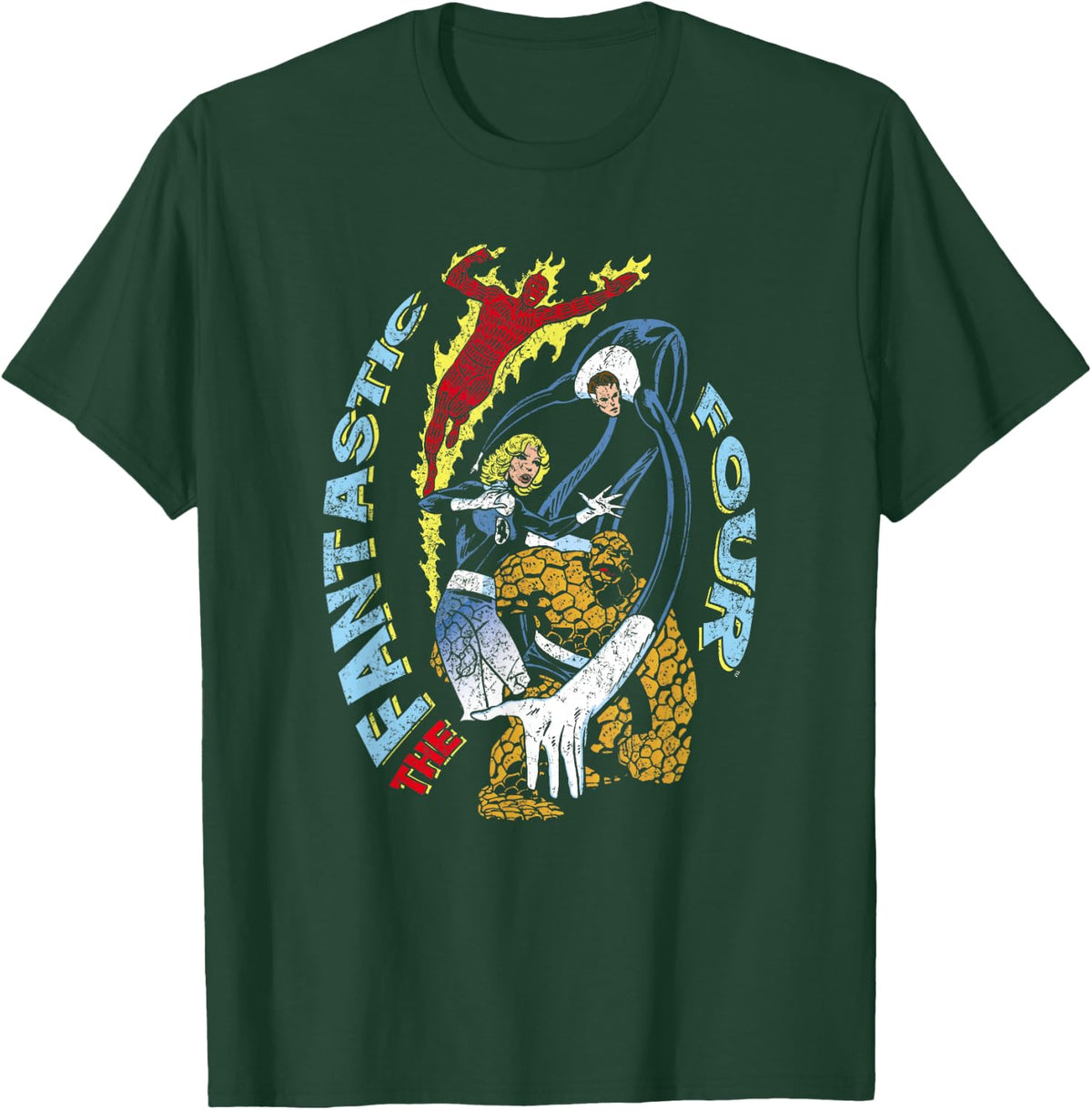 Marvel Fantastic Four Group Shot Comic Distressed Logo T-Shirt - T-Shirt | Forest