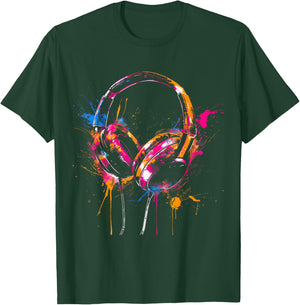 Headphones Music DJ Splash EDM Music Headphones Music Lover T-Shirt - T-Shirt | Forest