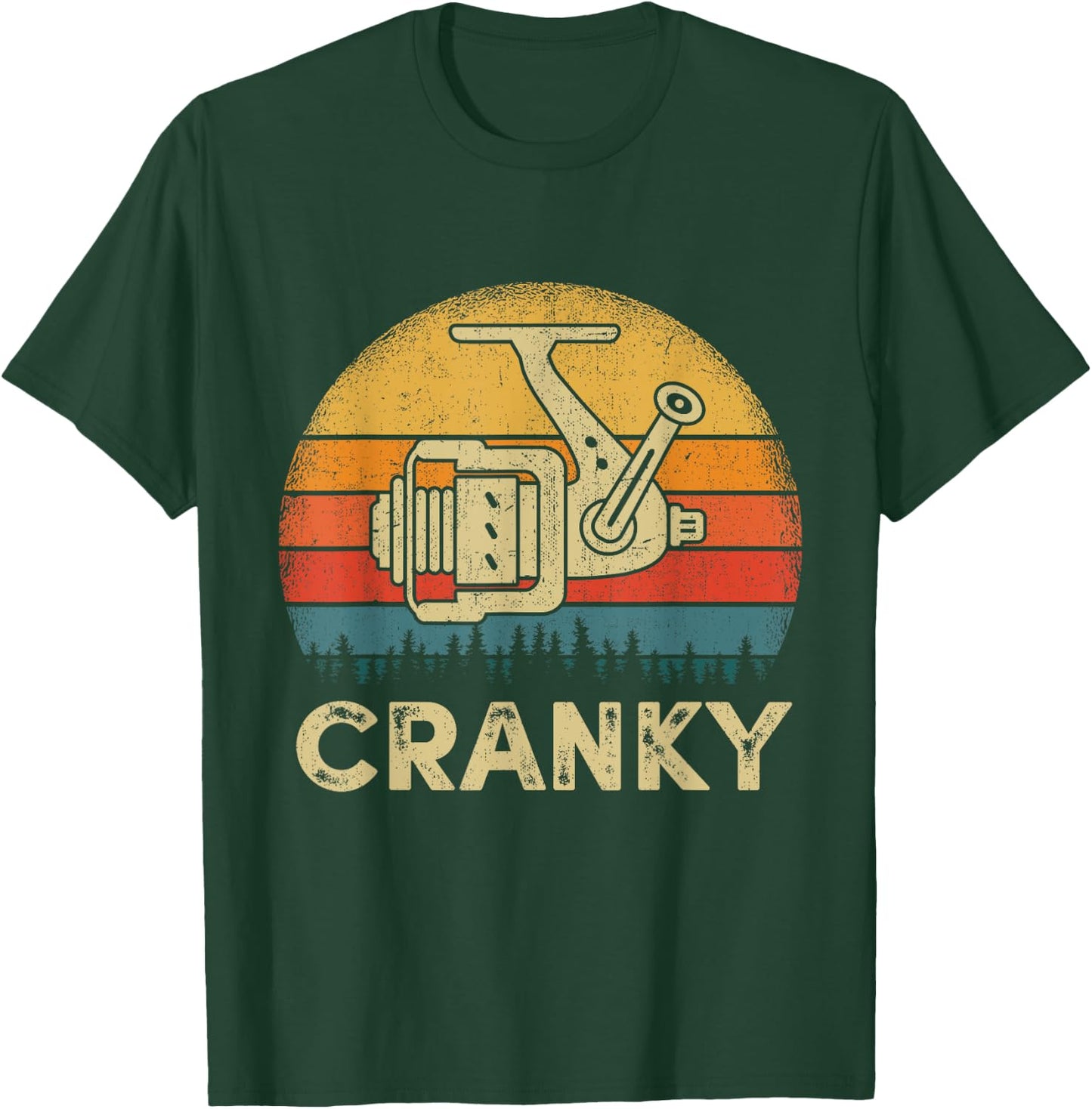 Funny Cranky Fishing Reel Pun Shirt Humor Fishermen T-Shirt - T-Shirt | Forest