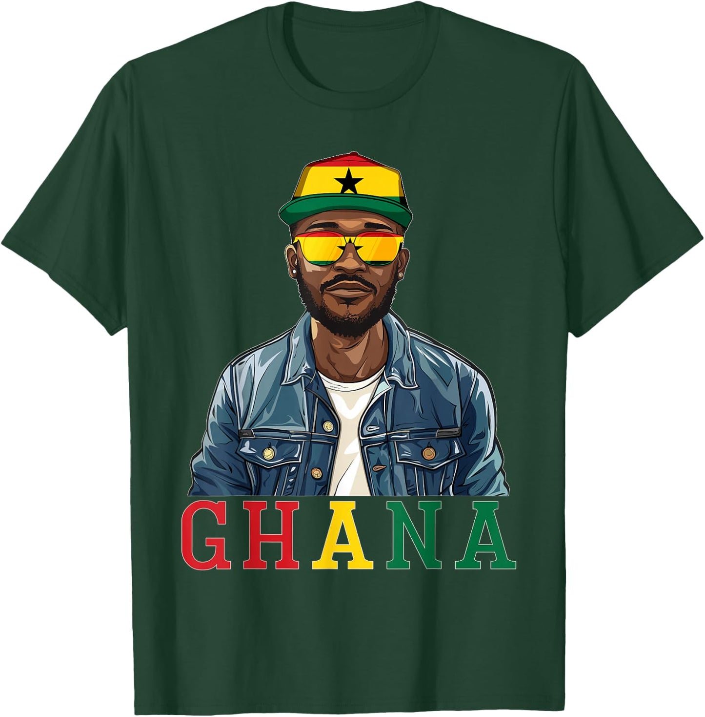 Ghana Flag Outfit for Man Souvenirs Coountry Ghanaian T-Shirt - T-Shirt | Forest