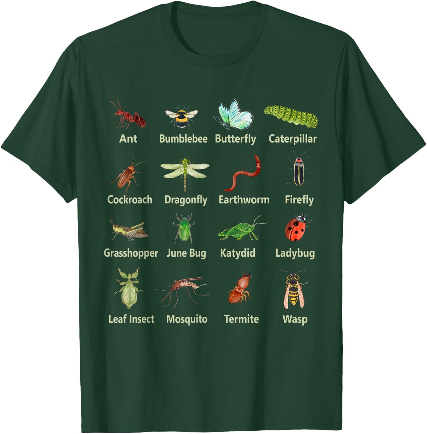 Types of Insects Funny Insect Names Bug Entomologist Kids T-Shirt - T-Shirt | Forest