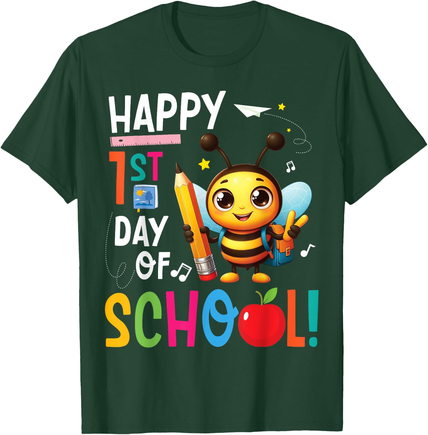 BEE Lover Student Back To School Happy First Day Of School T-Shirt - T-Shirt | Forest