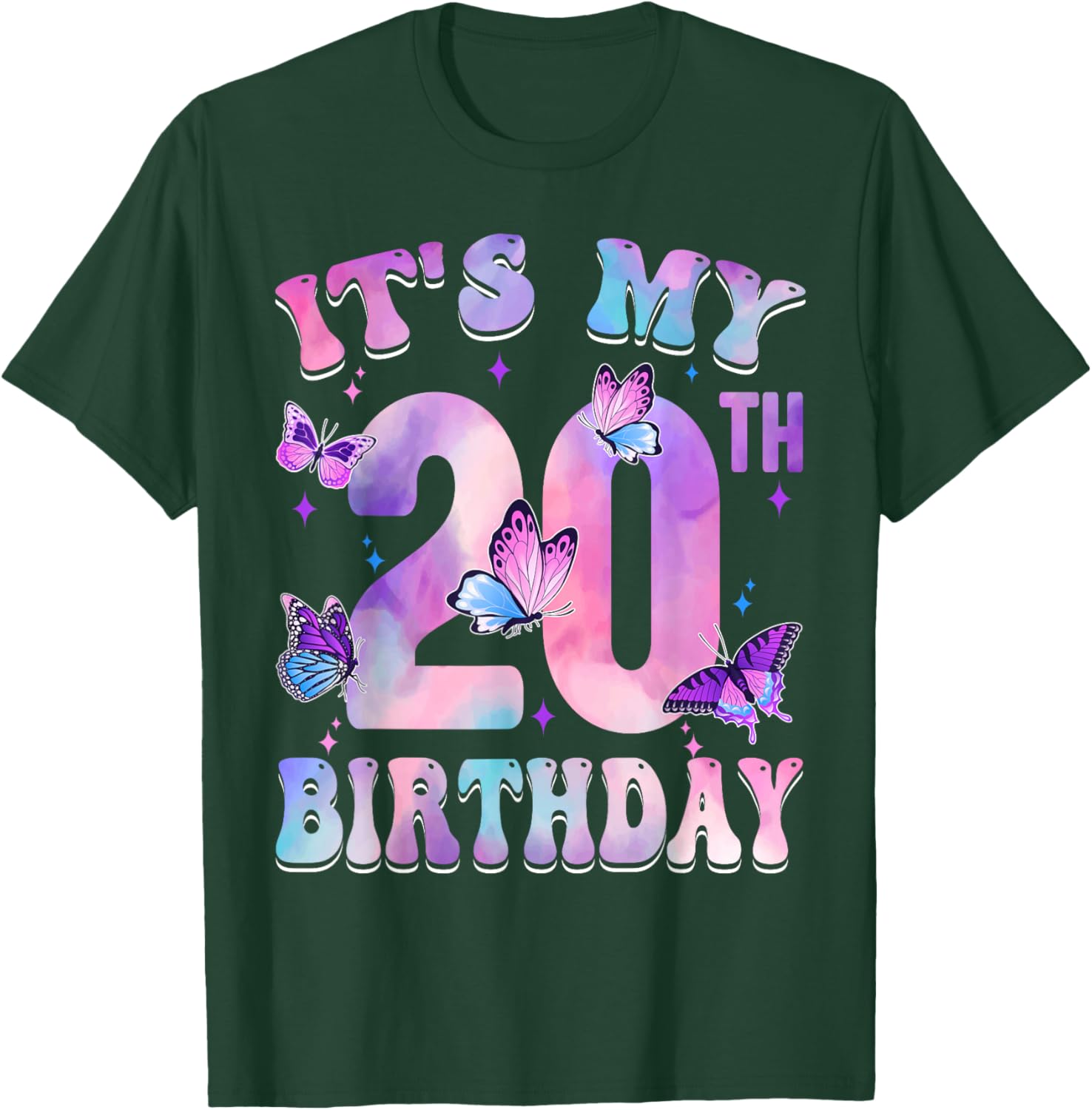 It's My 20th Birthday Butterfly Theme 20 Year Old Party Girl T-Shirt - T-Shirt | Forest