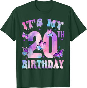 It's My 20th Birthday Butterfly Theme 20 Year Old Party Girl T-Shirt - T-Shirt | Forest