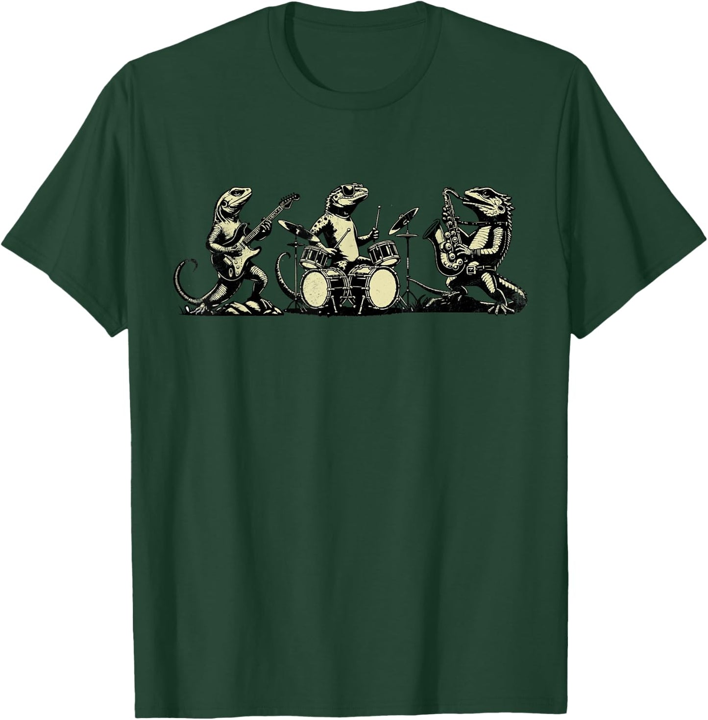 Retro Rock Music Lizard Funny Vintage Lizard Band Music T-Shirt - T-Shirt | Forest