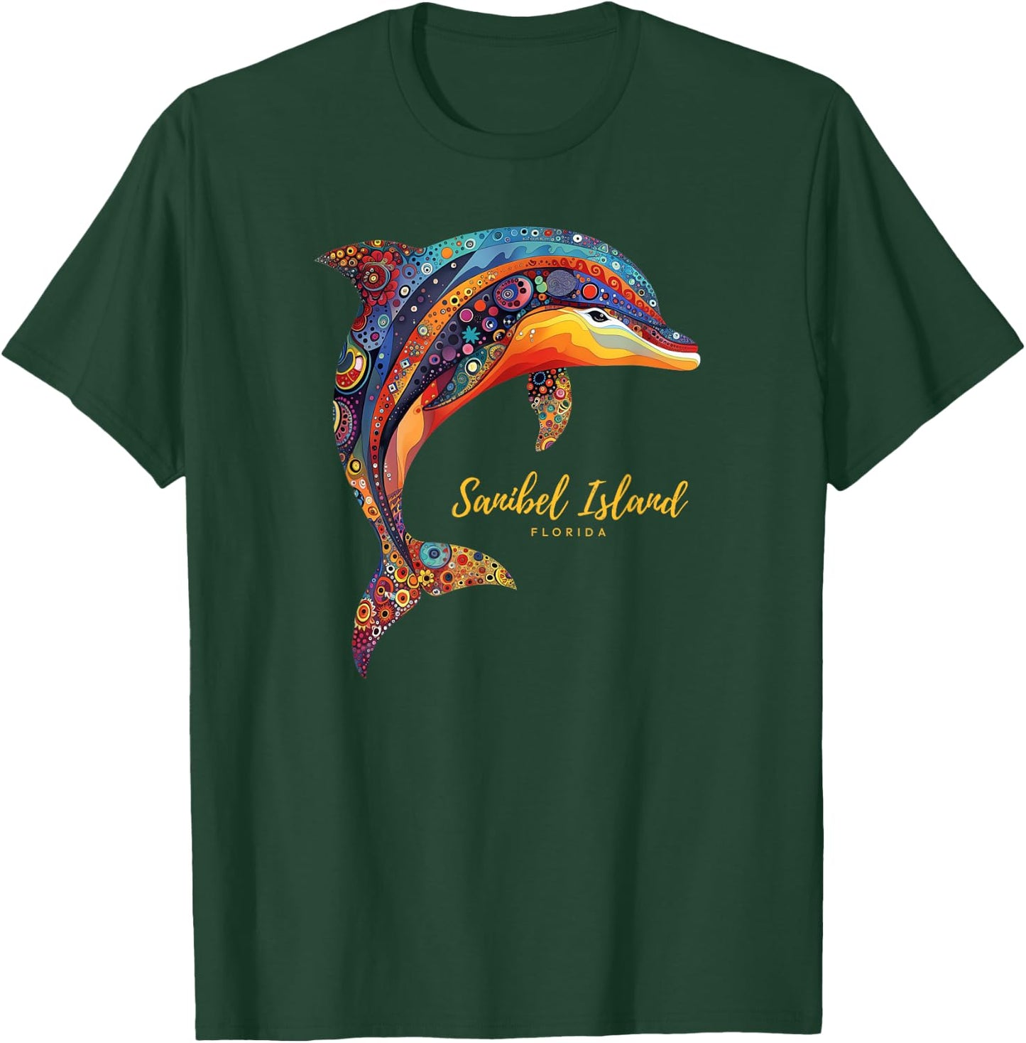 Sanibel Island FL Florida Retro Beach Vacation Ocean Dolphin Women T-Shirt - T-Shirt | Forest