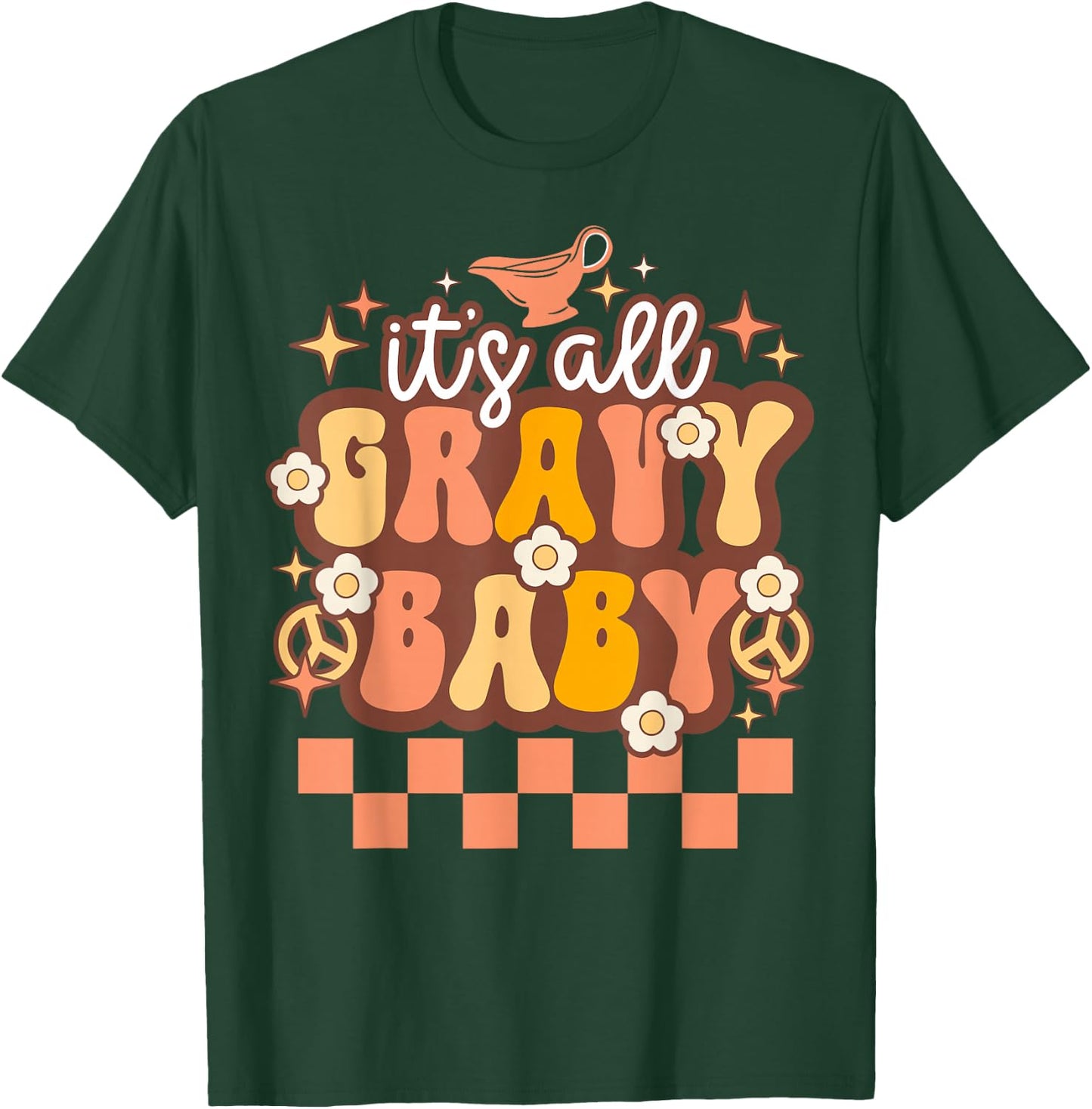 Vintage Groovy Its All Gravy Baby Funny Family Thanksgiving T-Shirt - T-Shirt | Forest