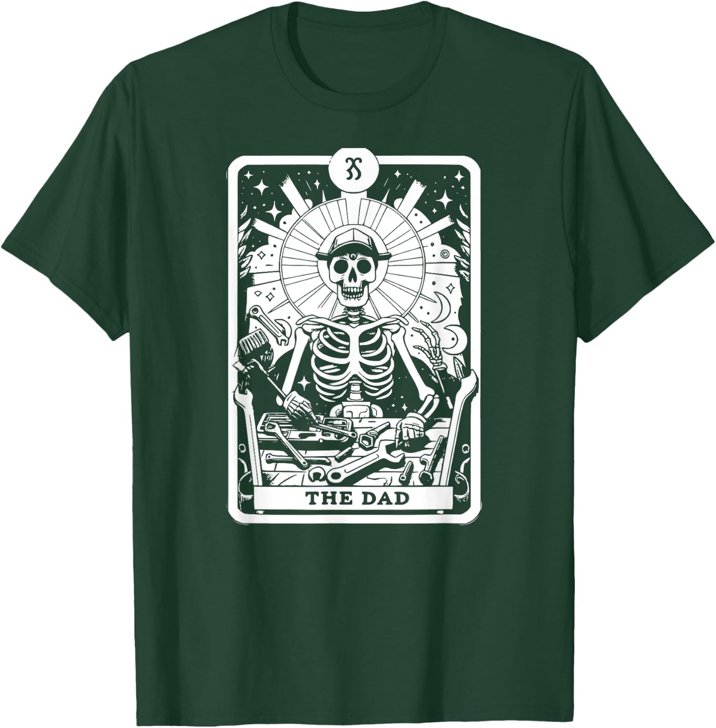 The Dad Tarot Card Skeleton Father Tools Gothic Occult T-Shirt - T-Shirt | Forest
