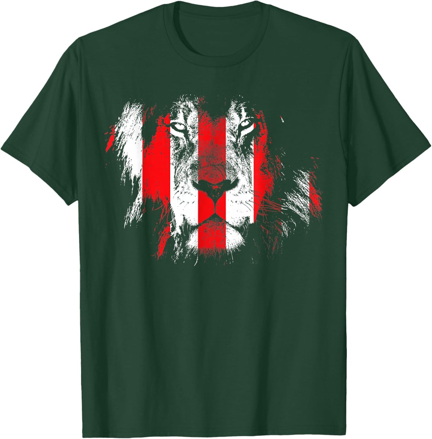 Red And White Lion Face Bilbao T-Shirt - T-Shirt | Forest