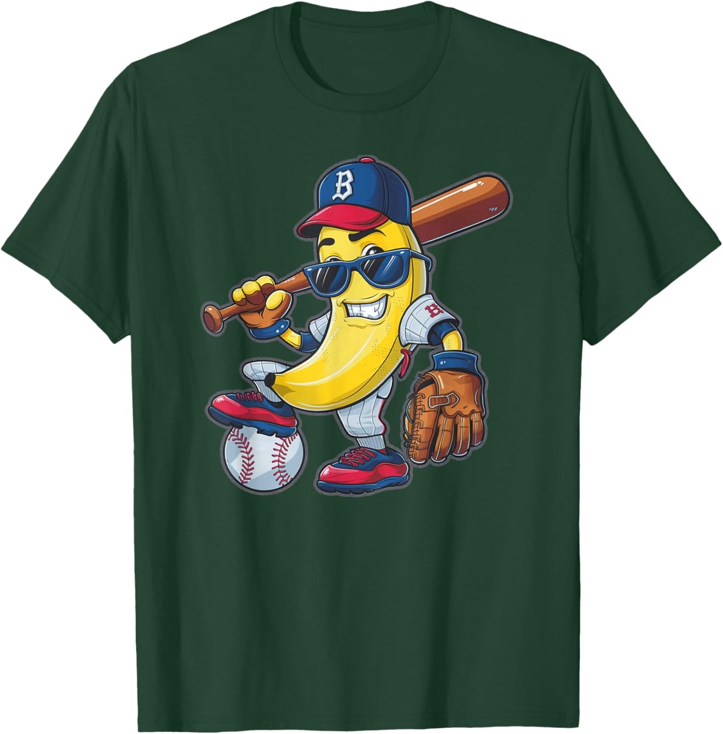 Funny Banana Playing Baseball Bananas Player Baseball Fruit T-Shirt - T-Shirt | Forest