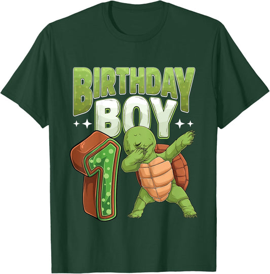 Kids 1 year old Turtle animal lovers 1st Birthday Boy T-Shirt - T-Shirt | Forest