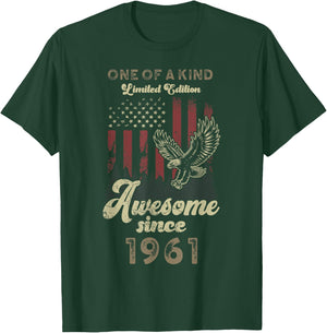 1961 American Flag Eagle 64th Birthday Patriotic T-Shirt - T-Shirt | Forest