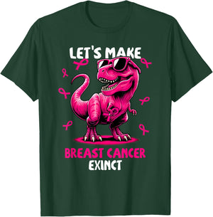 Let's Make Breast Cancer Exinct Dinosaur Ribbon Boy Girl Kid T-Shirt - T-Shirt | Forest