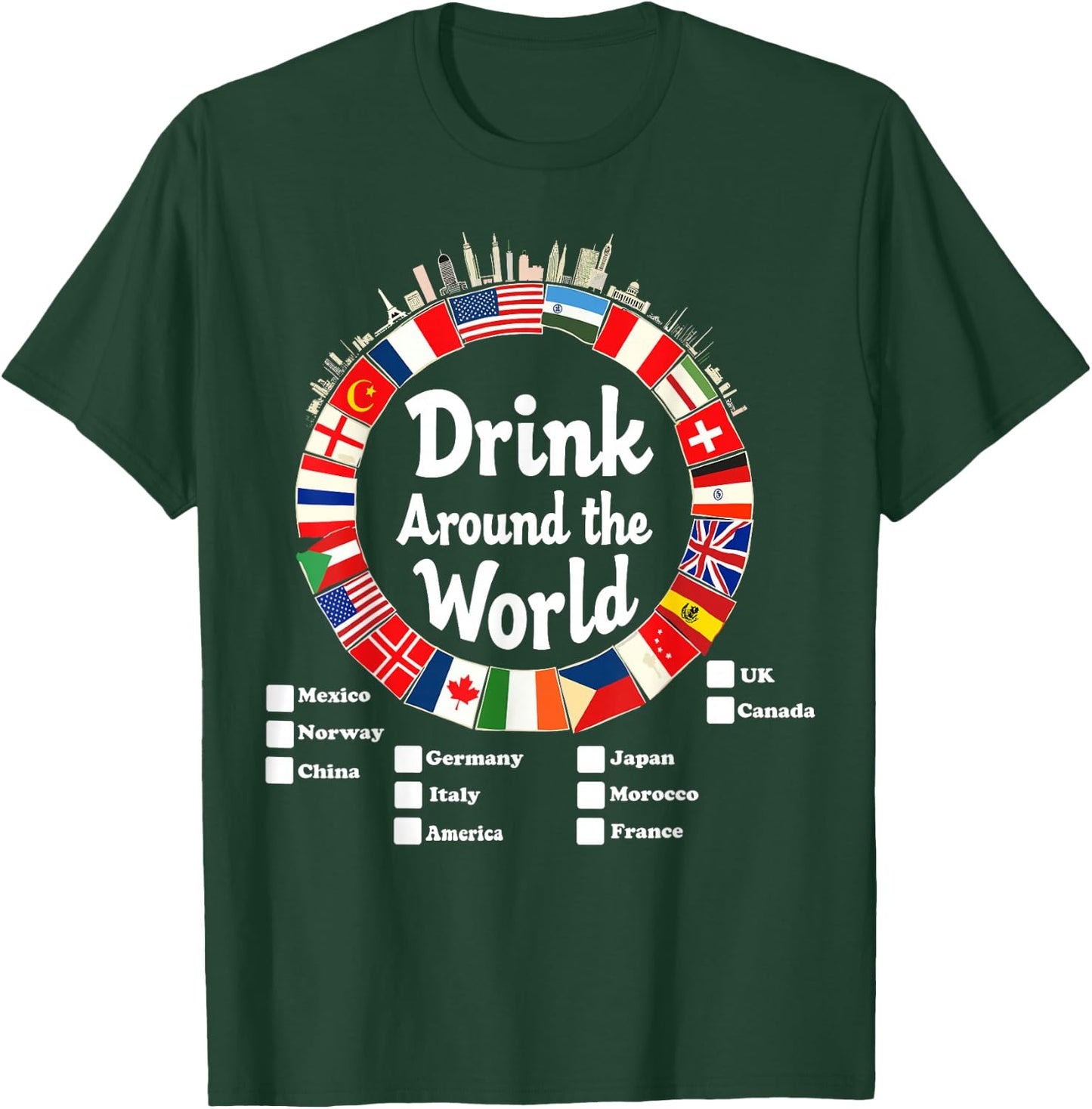 Adult Vacation Drinking Countries International National T-Shirt - T-Shirt | Forest