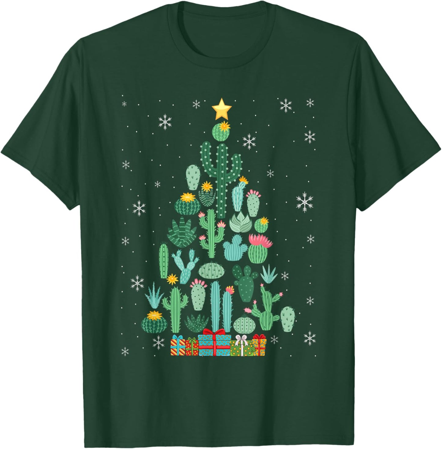 Funny Succulent Christmas Tree Cactus Gardener T-Shirt - T-Shirt | Forest