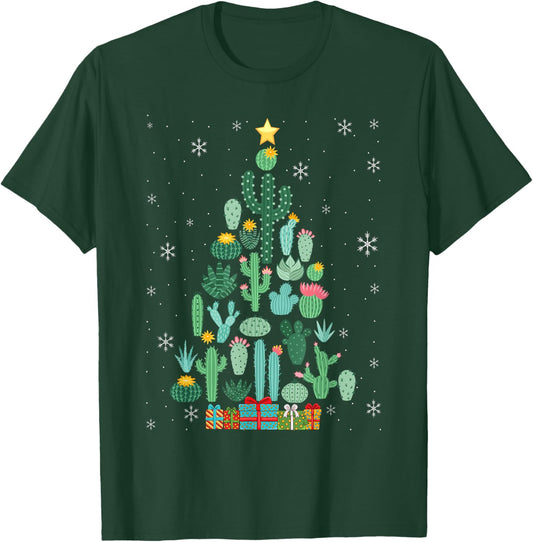 Funny Succulent Christmas Tree Cactus Gardener T-Shirt - T-Shirt | Forest