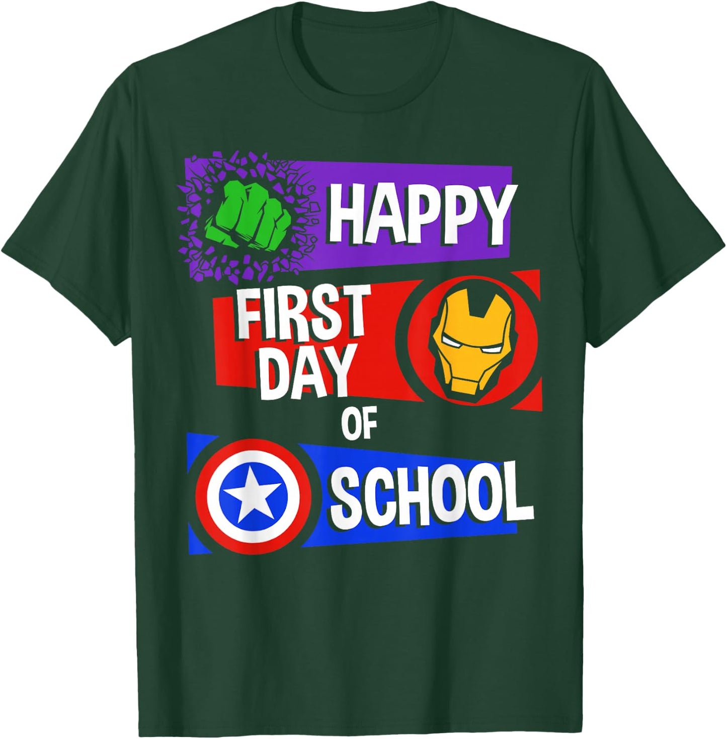 Marvel Avengers Happy First Day of School Text T-Shirt - T-Shirt | Forest