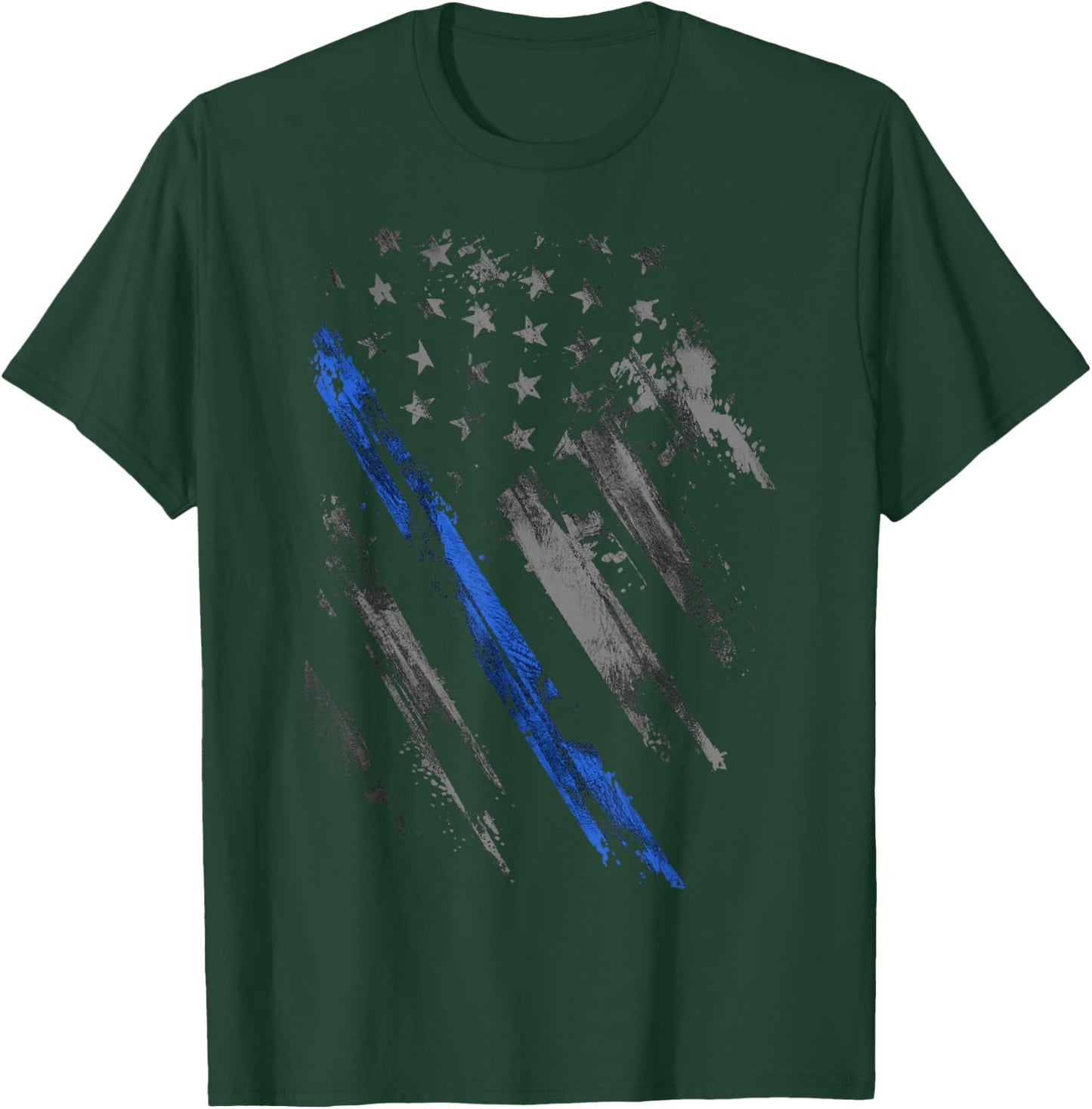 Crosswise Thin Blue Line Flag T-Shirt - T-Shirt | Forest